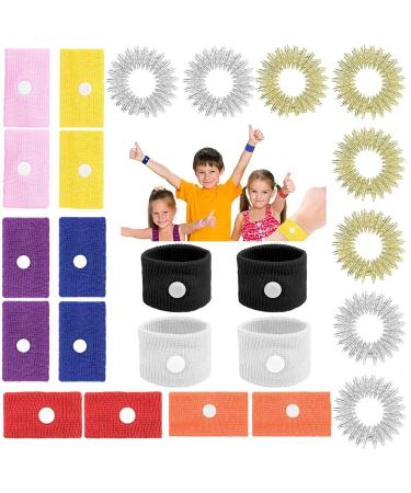 Acupressure bracelet against nausea 8 pair of acupressure band Anti nausea without side effects ideal for children adult seasickness fly pregnancy with 8 pieces of finger massage rings - Buy Online on GoSupps.com