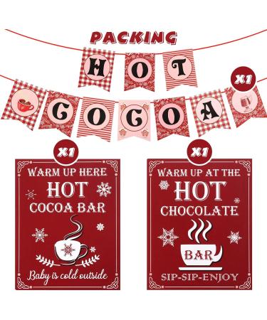 3 Pieces Hot Cocoa Bar Kit Includes 1 Hot Cocoa Banner 2 Hot Chocolate Bar Sign Hot Cocoa Bar Accessories for Christmas Winter Holiday Birthday Baby Shower Party Its Cold Outside Decorations - Buy Online on GoSupps.com