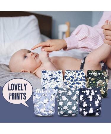 Langsprit 6 Pack Baby Cloth Diaper with Highly Absorbent Inserts - Reusable Newborn Diapers for Unisex - Washable and Eco-Friendly - Buy Online on GoSupps.com