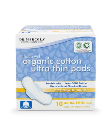 Dr. Mercola Organic Cotton Ultra Thin Pads Daytime with Wings 10 Pads