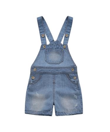 KIDSCOOL SPACE Baby Girl Boy Jean Overalls Toddler Summer Denim Shortall 2-3 Years Blue-2033