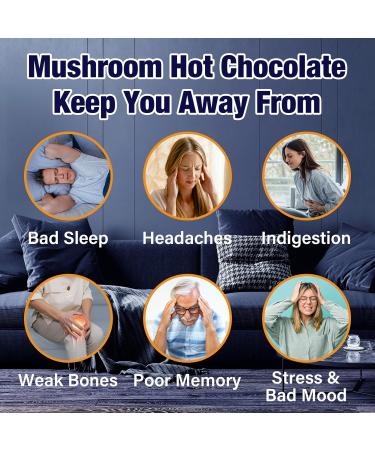 Mushroom Hot Cocoa with Magnesium Glycinate Reishi L-Theanine Ashwagandha Lemon Balm Lavender Cacao Powder Organic Hot Chocolate Supplement for Sleep Relaxation No Melatonin Vegan 7.4oz 7.41 Ounce (Pack of 1) - Buy Online on GoSupps.com