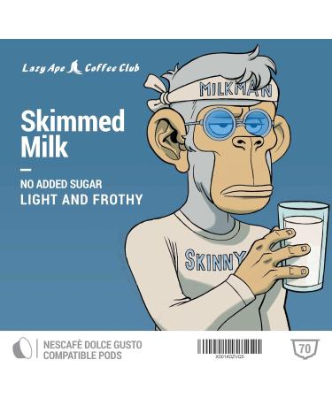 Skim Milk Capsules - 70 Capsules Compatible with Dolce Gusto * Machines (Skim Milk 70 Capsules 70 Servings) | By Lazy Ape Coffee Club - Buy Online on GoSupps.com