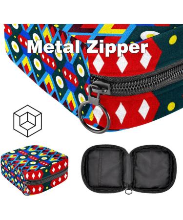 Geometric Blue Women's Menstrual Pad & Cup Pocket - Zippered Storage for Teens & Women - Buy Online on GoSupps.com