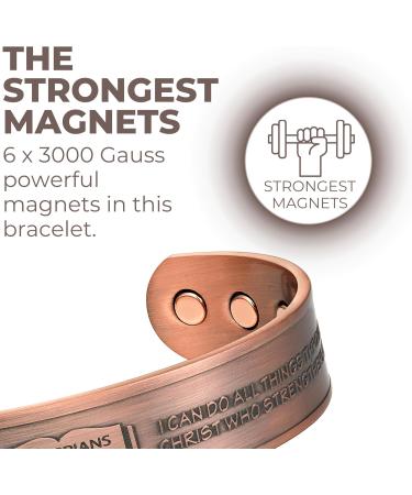 Willis Judd Philippians 4:13 Men's Copper Magnetic Bracelet - Strength Prayer Bangle for Wellness - Buy Online on GoSupps.com