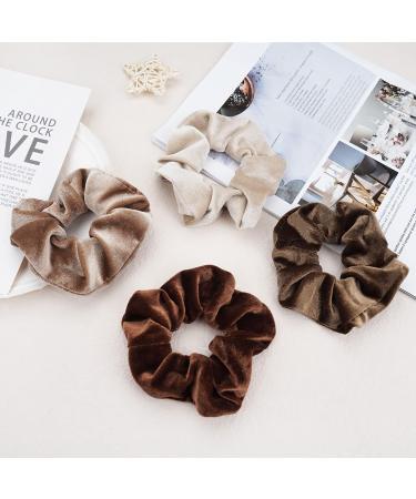 JOYOYO 6 Pcs Velvet Scrunchies for Women - Khaki Series Hair Scrunchies Set - Buy Online on GoSupps.com