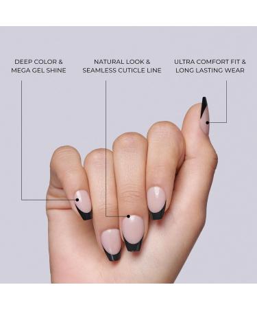 Buy KISS Salon Acrylic French Press-On Nails - Dark Black Coffin Shape with Glue & Accessories | 28 Nails - Buy Online on GoSupps.com