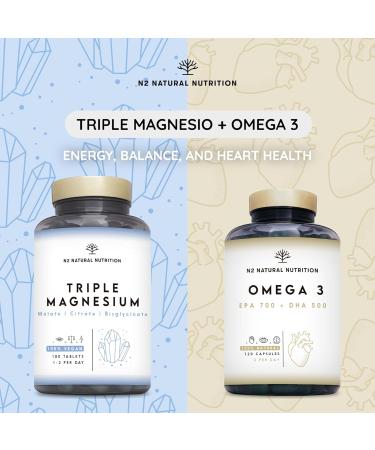 Triple Magnesium Glycinate 3-in-1 (6 Months) 2640 mg Magnesium Synergistic Complex with Malate Citrate Bisglycinate for Sleep Energy Muscles and Bones. 180 Tablets. N2 Natural Nutrition Triple Magnesiun 180 Capsules - Buy Online on GoSupps.com