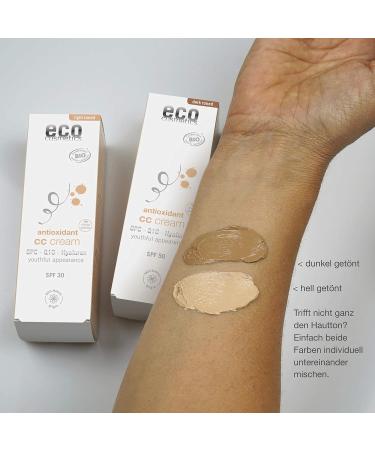 eco cosmetics Bio CC Cream Day Cream Tinted with OPC Q10 and Hyaluronic Acid Vegan Anti-Wrinkle Cream SPF 50 1 x 50 ml (Dark) - Buy Online on GoSupps.com