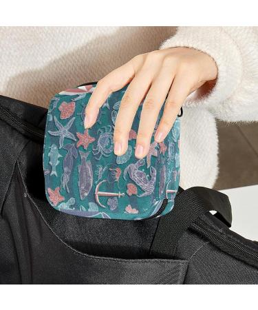 Women s Travel Storage Bag | Large Capacity Menstrual Cup & Makeup Organizer - Fun Crab Octopus & Anchor Patterns - Buy Online on GoSupps.com