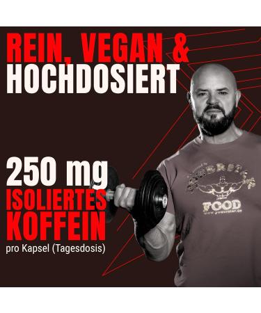Powerstar Caffein Caps - 100 Vegan Capsules | 250mg Pure Caffeine | High Dose for Fitness Endurance & Focus | Sugar-Free | German Quality - Buy Online on GoSupps.com
