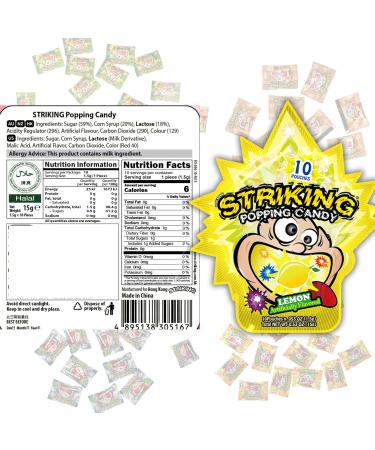 Striking Popping Candy Lemon Flavour 15g (Pack of 2) - Buy Online on GoSupps.com