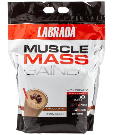 Labrada Nutrition Muscle Mass Gainer, Chocolate, 12 Pound Chocolate 12 Pound (Pack of 1)