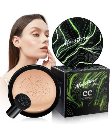 dfjdskl Mushroom Head Air Cushion CC Cream - Tattoo Cover up Moisturizing BB Creams Foundation Long-Lasting Waterproof Concealer Full Coverage for Even Skin Tone (Natural 1 PCS)
