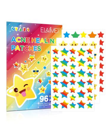96 Patches Cute Star Pimple Patches Face Pimple Patches Acne Healing Patches Hydrocolloid Acne Patches for Face Blemish Zit Acne Dot Acne Pimple Absorbing Cover Patch (stars shape)