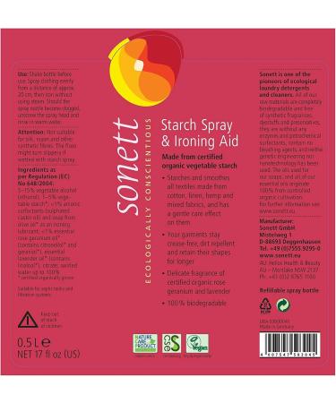 Buy Greenfibres Sonett Starch Spray - Eco-Friendly Ironing Aid for Effortless Wrinkles Removal | International Shipping Available - Buy Online on GoSupps.com