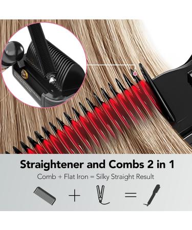 DAILYLIFE Hair Straightener Brush - Ionic Heat Comb with Digital Display Oil-Infused Dual Voltage 9 Temperature Settings for Women - Perfect for International Shipping - Buy Online on GoSupps.com