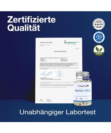 Buy Theorganical Betaine HCL 650 mg | 365 High-Dose Heartburn Capsules | Made in Hamburg | Pure & No Additives | International Shipping - Buy Online on GoSupps.com