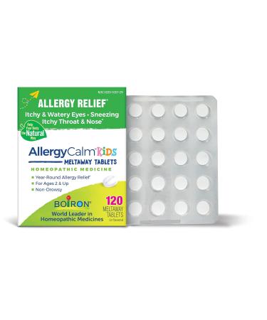 Boiron AllergyCalm Kids Tablets for Relief from Allergy and Hay Fever Symptoms of Sneezing Runny Nose and Itchy Eyes or Throat - 120 Count