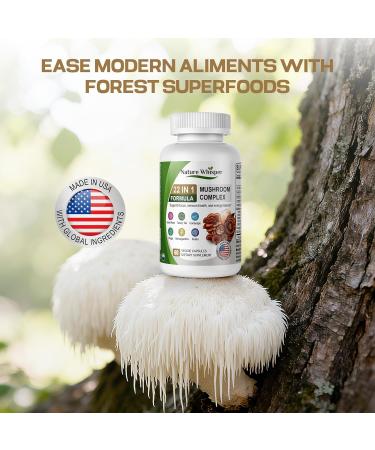Nature Whisper 22 in 1 Lions Mane Mushroom Supplement with Ashwagandha | Black Pepper for Wellness Support, Mushrooms Complex with Turkey, Tail, Reishi, Cordyceps, Chaga, Maitake & More - 60 Capsules - Buy Online on GoSupps.com