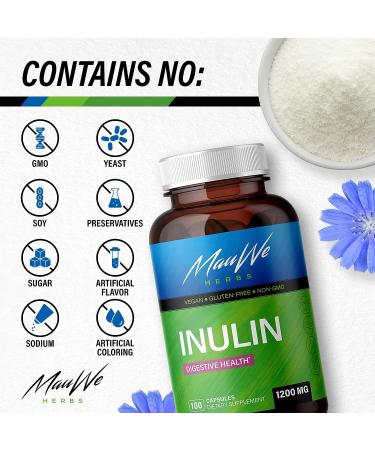 Organic Chicory Root Inulin Capsules for Digestive Health & Weight Management - 100 Caps - Buy Online on GoSupps.com