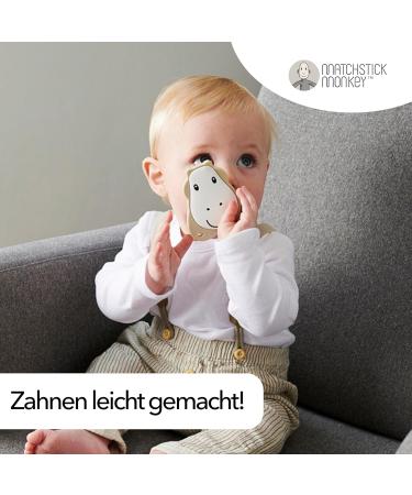 Matchstick Monkey GIGI Giraffe Flat Face Teether - Antimicrobial Silicone BPA-Free Dental Aid for 3 Months+ - Orange Bite Ring - Buy Online on GoSupps.com