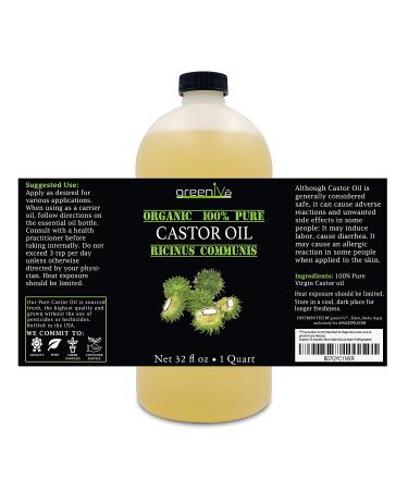 GreenIVe 100% Pure Cold Pressed Castor Oil - Hexane Free, 32 oz - Available Exclusively on Amazon - Buy Online on GoSupps.com