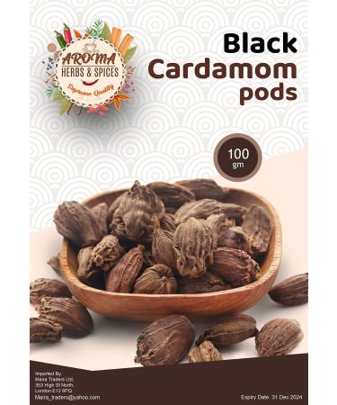 Black Cardamom Pods | Black Elaichi |100gm | Authentic | All Natural | Vegan | Gluten Friendly | Non-GMO | Smokey | Tsaoko | Cao Guo | Bach Dan Khau | Badi