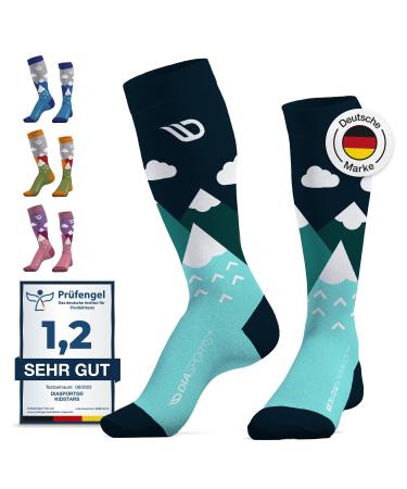 Diasports ski socks children from merino wool |Warm Merino Thermosocken |Ski knee socks for girls & boys |Thick winter socks for children |KidStars 31-34 Turquoise