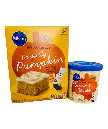 Pillsbury Moist Supreme Perfectly Pumpkin Premium Cake Mix (15.25oz) PLUS Creamy Supreme Cream Cheese Frosting (16oz)