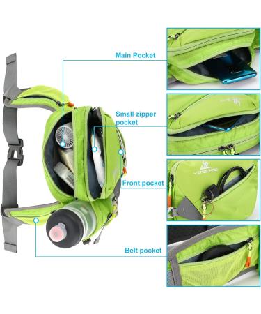 Buy ZeroTo Multi-Pocket Waterproof Sport Drinking Belt - Lightweight Green Hip Pocket Bottle Holder for Walking & Cycling - Buy Online on GoSupps.com