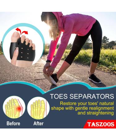 Toe Spacers (6 PCS Black) - Soft & Breathable Toe Separators for Bunions Hammer Toes Metatarsalgia & More | International Shipping - Buy Online on GoSupps.com