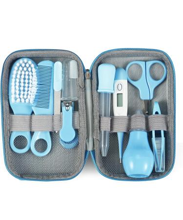 PandaEar Baby Healthcare and Grooming Kit - Baby Safety Set with Comb, Brush, Toothbrush, Nail Clippers, Scissors, Nasal Aspirator - Nursery Care Essentials (Blue) - Buy Online on GoSupps.com