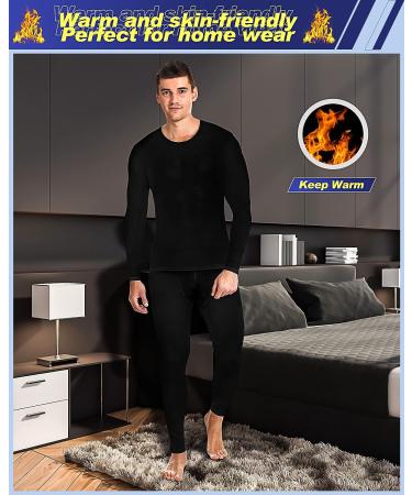 Men's Thermal Underwear Set - 3 Pcs Long Johns Base Layer in Black, Size XL - Buy Online on GoSupps.com