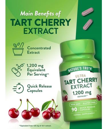 Nature's Truth Tart Cherry Extract Capsules | 1200 mg Non-GMO & Gluten Free | 90 Count Dietary Supplement - Buy Online on GoSupps.com