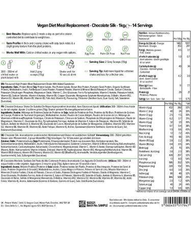 Protein Works Vegan Diet Meal Replacement Shake - Chocolate Silk 1kg | Plant Based & Nutritionally Complete 250 Calorie Meal | 14 Servings - Buy Online on GoSupps.com