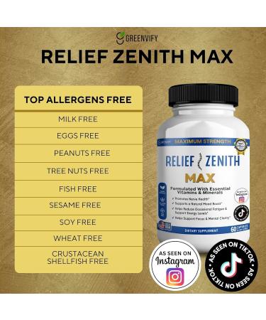 GREENVIFY Relief Zenith Max Dietary Supplement Nerve Health & Mood Support 60 Capsules 30-Day Supply (3) - Buy Online on GoSupps.com