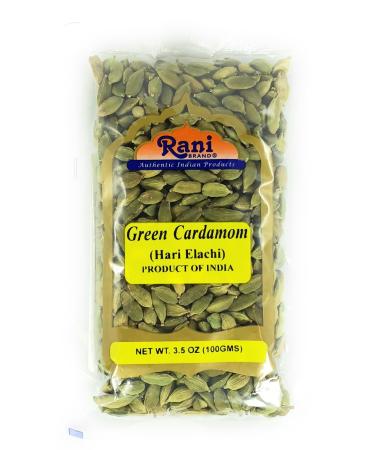 Rani Green Cardamom Pods Spice (Hari Elachi) 3.5oz (100g)  All Natural | Vegan | Gluten Friendly | NON-GMO | Product of India GREEN CARDAMOM POLY 3.52 Ounce (Pack of 1)