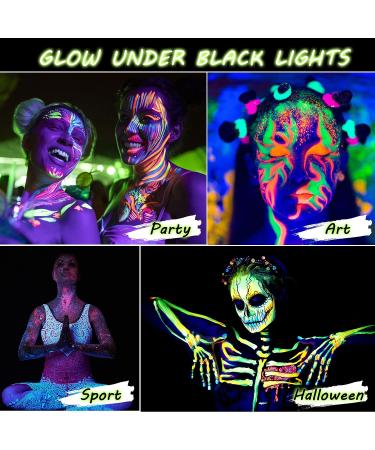 CCbeauty Pro Large UV Glow Face Body Paint Palette - 8 Neon Colors, Water-Based, Non-Toxic, Washable Halloween Makeup for Kids & Adults - Buy Online on GoSupps.com