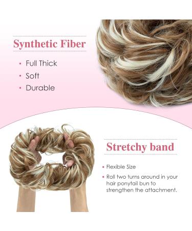 Tess Hair Part with Rubber Band - 55g Honey Blonde & White Blonde Synthetic Hair Extensions for Large Buns | Women's Hair Tie - Buy Online on GoSupps.com