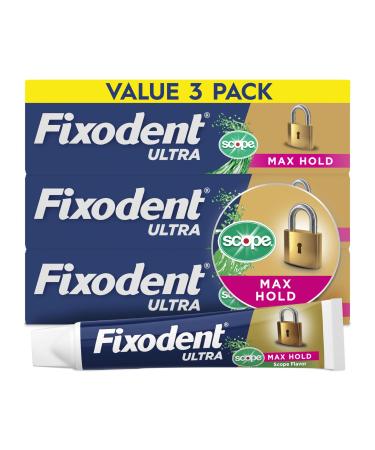 Fixodent Ultra Max Hold Plus Scope Secure Denture Adhesive 1.8oz 3 Pack