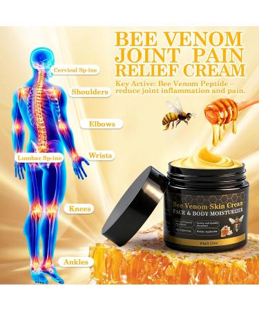 Lustrchron 2PCS Bee Venom Skin Cream Natural Ingredients Non-Irritating Bee Venom Joint Cream Wrinkle Lift & Firming Reduces Blemishes For Face & Full Body 2 * 60g - Buy Online on GoSupps.com