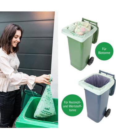 Biomat Compostable 80L Garbage Bags - 10 Premium Organic Waste Bags for Bio & Residual Waste Bin - Climate Neutral - Made in Germany - Buy Online on GoSupps.com