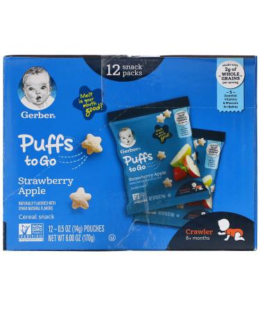 Gerber Puffs to Go 8+ Months  Strawberry Apple 12 Snack Packs  0.5 oz (14 g) Each