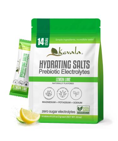 Kevala Electrolyte Powder Zero Sugar Hydration Packets with Prebiotic Agave Inulin, Lemon Lime, 14 Count
