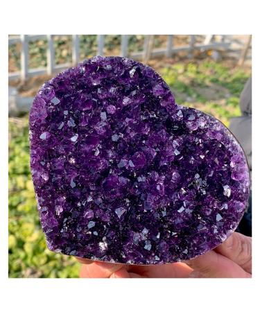 Natural Crystal Rough Crystal Cluster Natural Heart-Shaped Amethyst Gem Quartz Cluster Crystal Sample (Size : 300-350g)