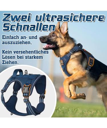 Rabbitgoo XL Dog Harness for Large Dogs | Adjustable Tactical Harness with Handles & Metal Buckles | Durable & Wear-Resistant for Hiking - Blue - Buy Online on GoSupps.com