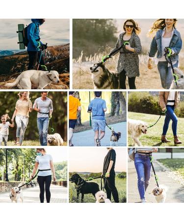 Unipampa Jogging Dog Leash - Hands-Free Leash with Belly Belt for Small & Medium Dogs | Reflective Adjustable 120-170 cm Double Handle Green - Buy Online on GoSupps.com