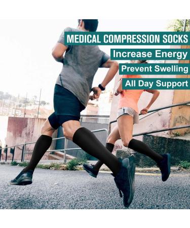 COOLOVER Compression Socks: 3 Pairs for Women and Men - Running, Athletic, Nursing, Travel - Black, Large-X-Large - Buy Online on GoSupps.com