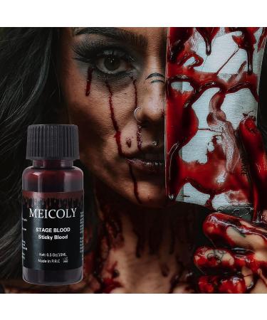 MEICOLY Fake Blood 0.5 oz - Washable Edible Stage Blood for Halloween & Cosplay Makeup - Safe for Mouth, Teeth & Nosebleed - Realistic Drips & Special Effects - Buy Online on GoSupps.com